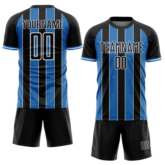 Uniform Custom Pinstripe Powder Sports Line Blue-White Black Jersey Soccer Sublimation