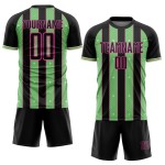 Pinstripe Jersey Sublimation Custom Uniform Black Sports Soccer Pea Line Green-Pink
