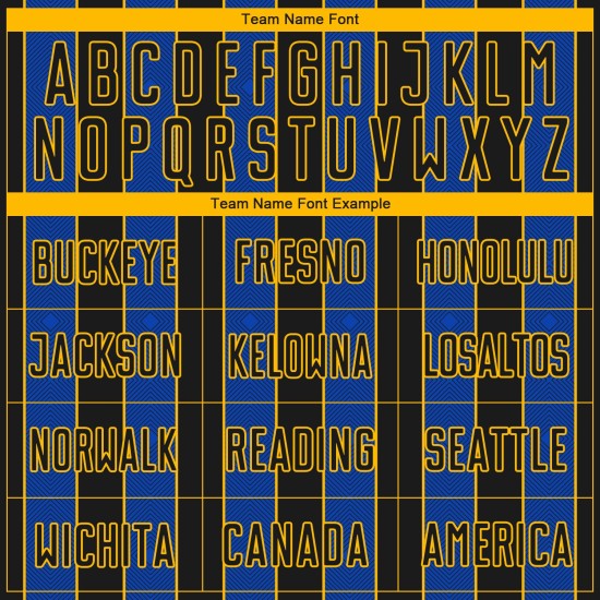 Jersey Uniform Line Blue-Gold Pinstripe Black Soccer Sublimation Custom Thunder Sports