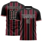 Black Sports Custom Soccer Line Pinstripe Sublimation Jersey Uniform Crimson-Cream
