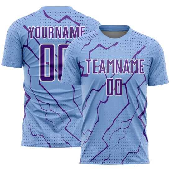 Lightning Purple-White Uniform Blue Custom Soccer Light Sports Jersey Sublimation