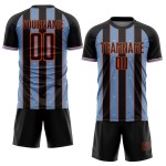Black Line Blue-Orange Custom Soccer Pinstripe Sports Sublimation Uniform Light Jersey