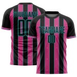 Soccer Uniform Pink-Aqua Black Pinstripe Sports Jersey Sublimation Custom Line