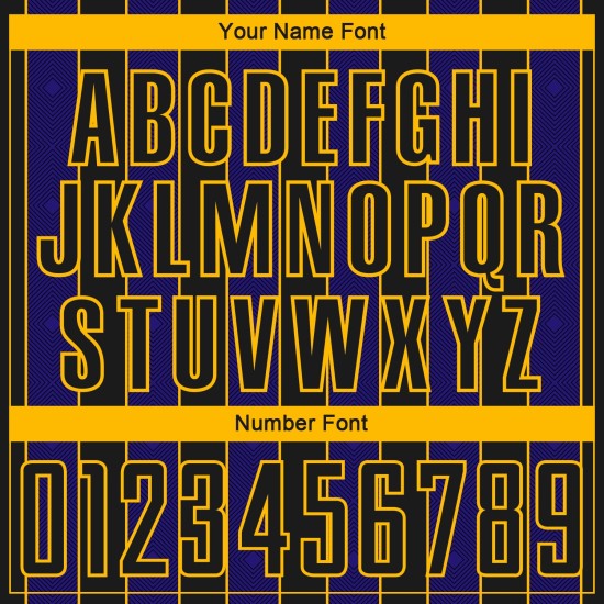 Purple-Gold Black Custom Line Sports Uniform Jersey Sublimation Dark Pinstripe Soccer