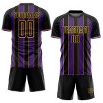 Soccer Line Pinstripe Jersey Sublimation Uniform Sports Custom Purple-Gold Black Soccer Line Pinstripe Jersey Sublimation Uniform Sports Custom Purple-Gold Black