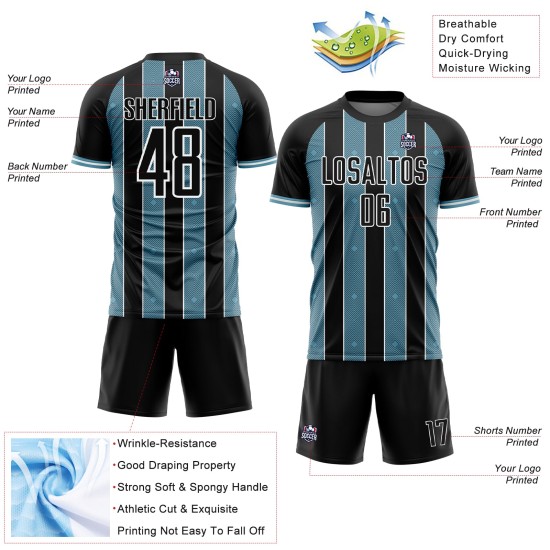 Blue-White Line Shadow Jersey Sports Pinstripe Black Sublimation Custom Uniform Soccer