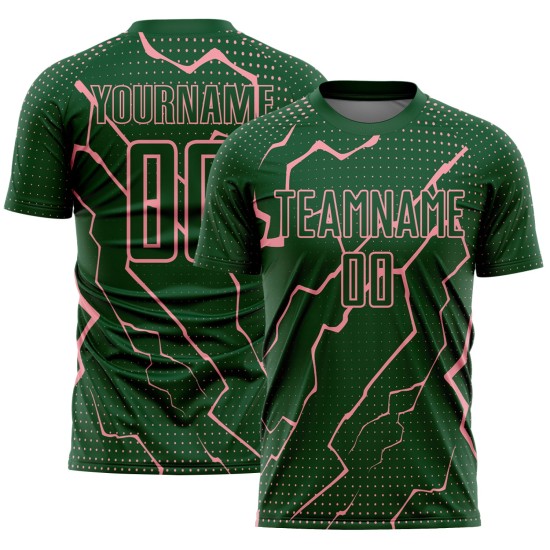 Pink Green Uniform Soccer Jersey Lightning Custom Medium Sports Sublimation
