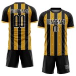 Black Custom Sports Uniform Line Gold-White Jersey Soccer Pinstripe Sublimation Black Custom Sports Uniform Line Gold-White Jersey Soccer Pinstripe Sublimation