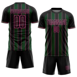 Line Jersey Black Pinstripe Sports Sublimation Custom Green-Pink Uniform Soccer