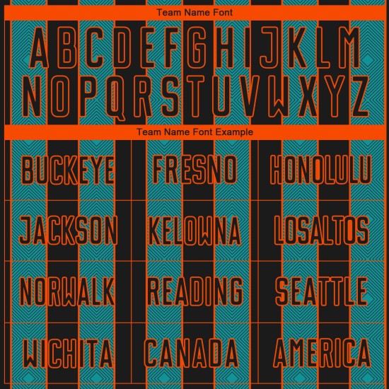 Sports Custom Sublimation Line Soccer Teal-Orange Uniform Pinstripe Black Jersey