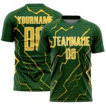Green Custom Sports Yellow-White Lightning Uniform Jersey Soccer Sublimation