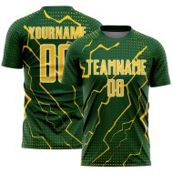 Green Custom Sports Yellow-White Lightning Uniform Jersey Soccer Sublimation