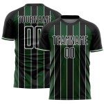 Custom Jersey Line Pinstripe Sports Sublimation Soccer Uniform Green-White Black Custom Jersey Line Pinstripe Sports Sublimation Soccer Uniform Green-White Black