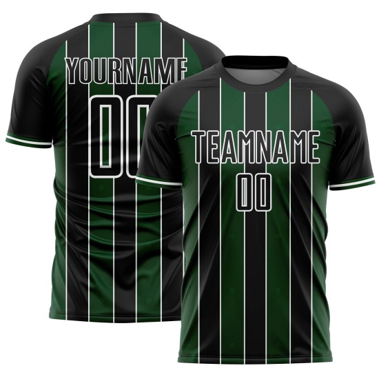Custom Jersey Line Pinstripe Sports Sublimation Soccer Uniform Green-White Black Custom Jersey Line Pinstripe Sports Sublimation Soccer Uniform Green-White Black