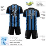 Uniform Custom Pinstripe Powder Sports Line Blue-White Black Jersey Soccer Sublimation