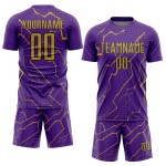 Sports Gold-Black Uniform Purple Lightning Sublimation Custom Jersey Old Soccer