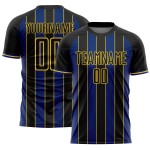 Pinstripe Royal-Yellow Sublimation Black Custom Line Soccer Jersey Sports Uniform