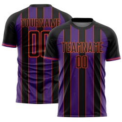 Sublimation Soccer Pinstripe Sports Jersey Uniform Black Line Custom Purple-Orange