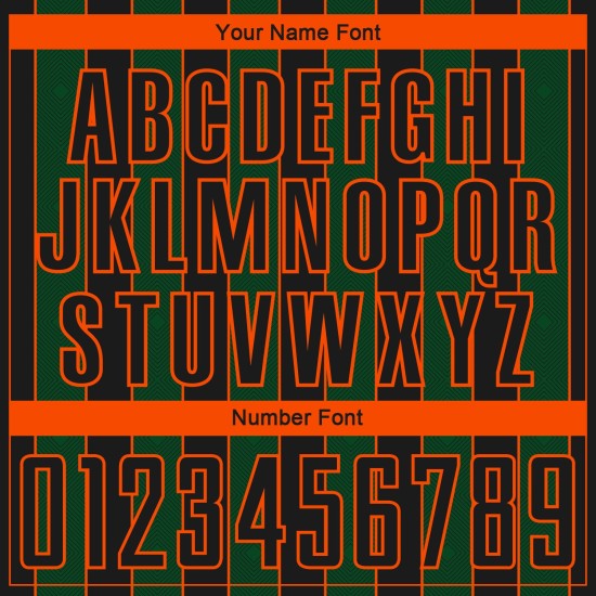 Pinstripe Custom Line Sports Black Green-Orange Uniform Jersey Sublimation Soccer Pinstripe Custom Line Sports Black Green-Orange Uniform Jersey Sublimation Soccer