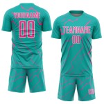 Lightning Soccer Jersey Sports Uniform Custom Aqua Sublimation Pink-White