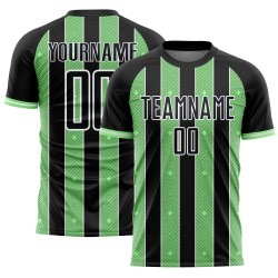 Green-White Pinstripe Custom Pea Jersey Sublimation Uniform Black Line Sports Soccer