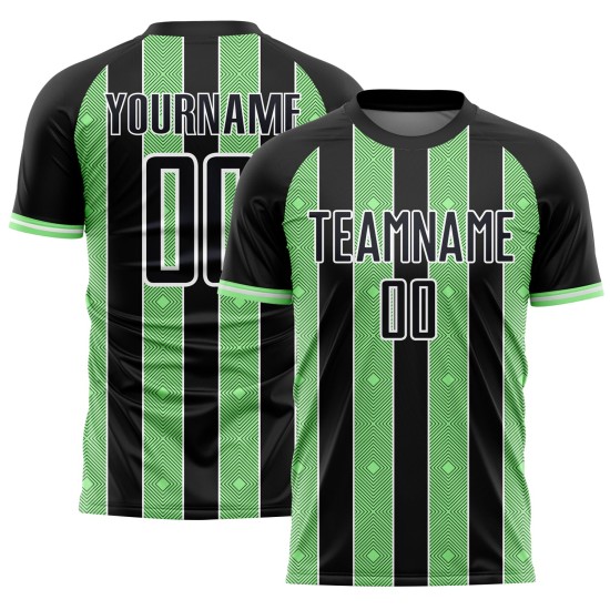 Green-White Pinstripe Custom Pea Jersey Sublimation Uniform Black Line Sports Soccer Green-White Pinstripe Custom Pea Jersey Sublimation Uniform Black Line Sports Soccer