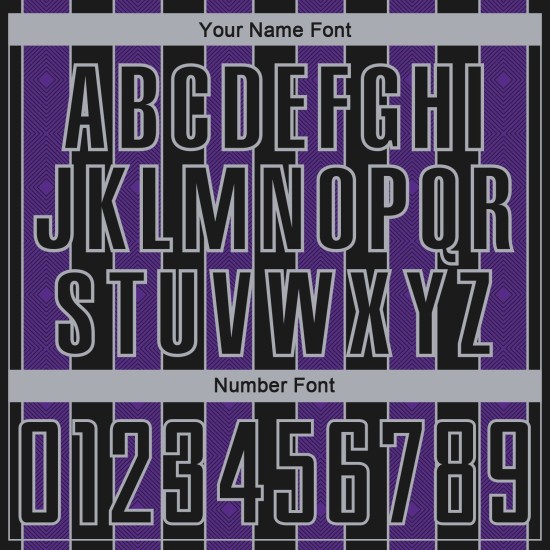 Purple-Gray Line Pinstripe Custom Soccer Sports Black Sublimation Jersey Uniform