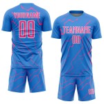 Pink-White Uniform Custom Sports Blue Jersey Lightning Powder Soccer Sublimation