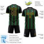 Sports Green-Gold Line Kelly Soccer Custom Jersey Sublimation Uniform Black Pinstripe