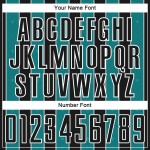 Pinstripe Teal-White Jersey Sublimation Line Soccer Uniform Custom Sports Black Pinstripe Teal-White Jersey Sublimation Line Soccer Uniform Custom Sports Black