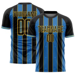 Jersey Blue-Yellow Uniform Black Pinstripe Soccer Powder Line Sublimation Sports Custom
