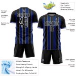Sports Soccer Pinstripe Line Custom Sublimation Uniform Black Royal-White Jersey Sports Soccer Pinstripe Line Custom Sublimation Uniform Black Royal-White Jersey