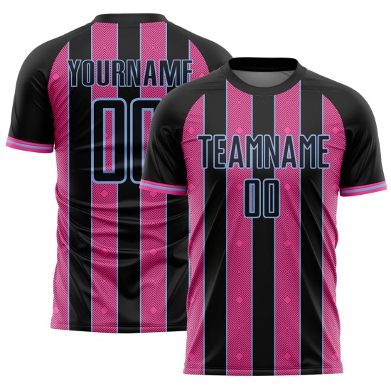 Black Line Pinstripe Jersey Pink-Light Sports Sublimation Custom Uniform Blue Soccer