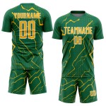 Lightning Green Sports Custom Sublimation Gold-White Uniform Kelly Soccer Jersey