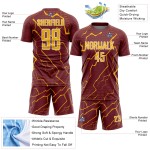Jersey Gold-White Uniform Soccer Sports Custom Sublimation Lightning Burgundy