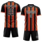 Sublimation Orange-White Jersey Soccer Black Custom Line Pinstripe Uniform Sports