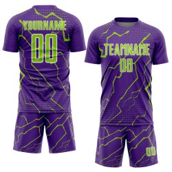 Uniform Purple Soccer Sports Custom Green-White Lightning Jersey Sublimation Neon