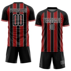 Jersey Line Sublimation Uniform Red-White Soccer Black Custom Sports Pinstripe