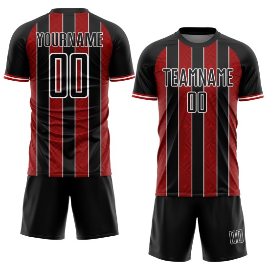 Jersey Line Sublimation Uniform Red-White Soccer Black Custom Sports Pinstripe Jersey Line Sublimation Uniform Red-White Soccer Black Custom Sports Pinstripe
