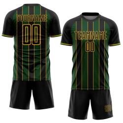 Green-Gold Uniform Custom Jersey Soccer Line Sublimation Black Pinstripe Sports