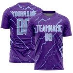 Soccer Sublimation Uniform Jersey Sports Lightning Light Purple Blue-White Custom