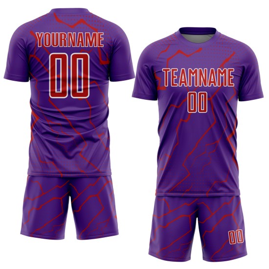 Lightning Jersey Custom Uniform Sublimation Soccer Purple Red-White Sports Lightning Jersey Custom Uniform Sublimation Soccer Purple Red-White Sports