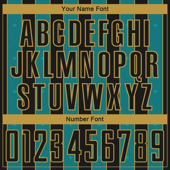 Pinstripe Gold Sports Sublimation Jersey Black Teal-Old Soccer Custom Uniform Line