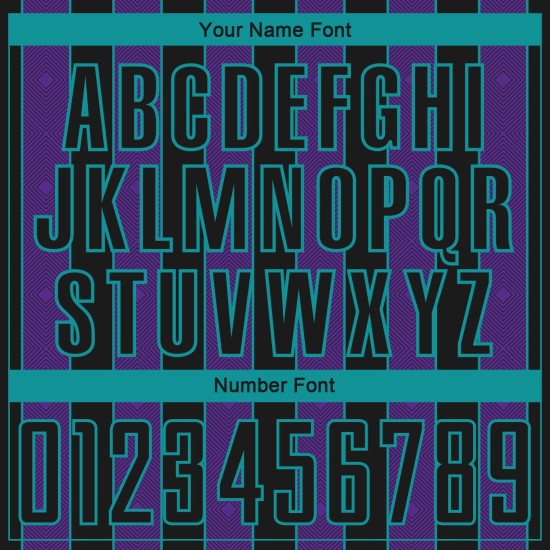 Custom Sports Soccer Sublimation Uniform Pinstripe Purple-Teal Line Jersey Black