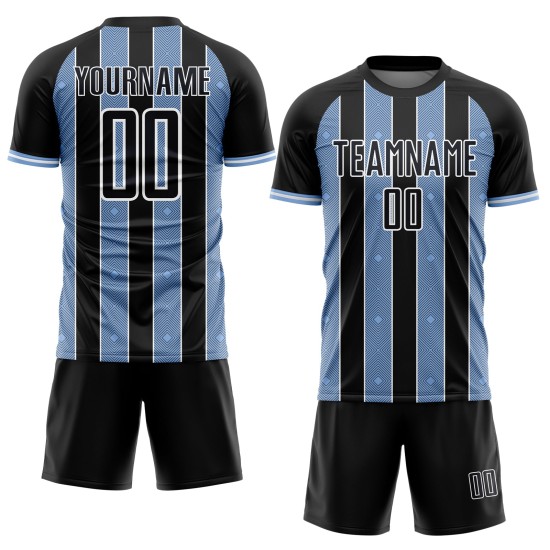 Jersey Uniform Black Pinstripe Light Sublimation Soccer Sports Custom Line Blue-White Jersey Uniform Black Pinstripe Light Sublimation Soccer Sports Custom Line Blue-White