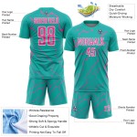 Lightning Soccer Jersey Sports Uniform Custom Aqua Sublimation Pink-White