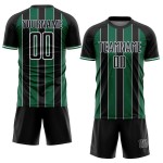 Soccer Pinstripe Jersey Kelly Custom Uniform Black Green-White Sublimation Sports Line