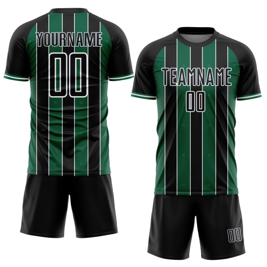Soccer Pinstripe Jersey Kelly Custom Uniform Black Green-White Sublimation Sports Line
