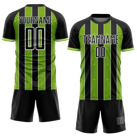 Sports Custom Pinstripe Green-White Uniform Soccer Neon Black Jersey Sublimation Line