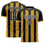 Black Custom Sports Uniform Line Gold-White Jersey Soccer Pinstripe Sublimation